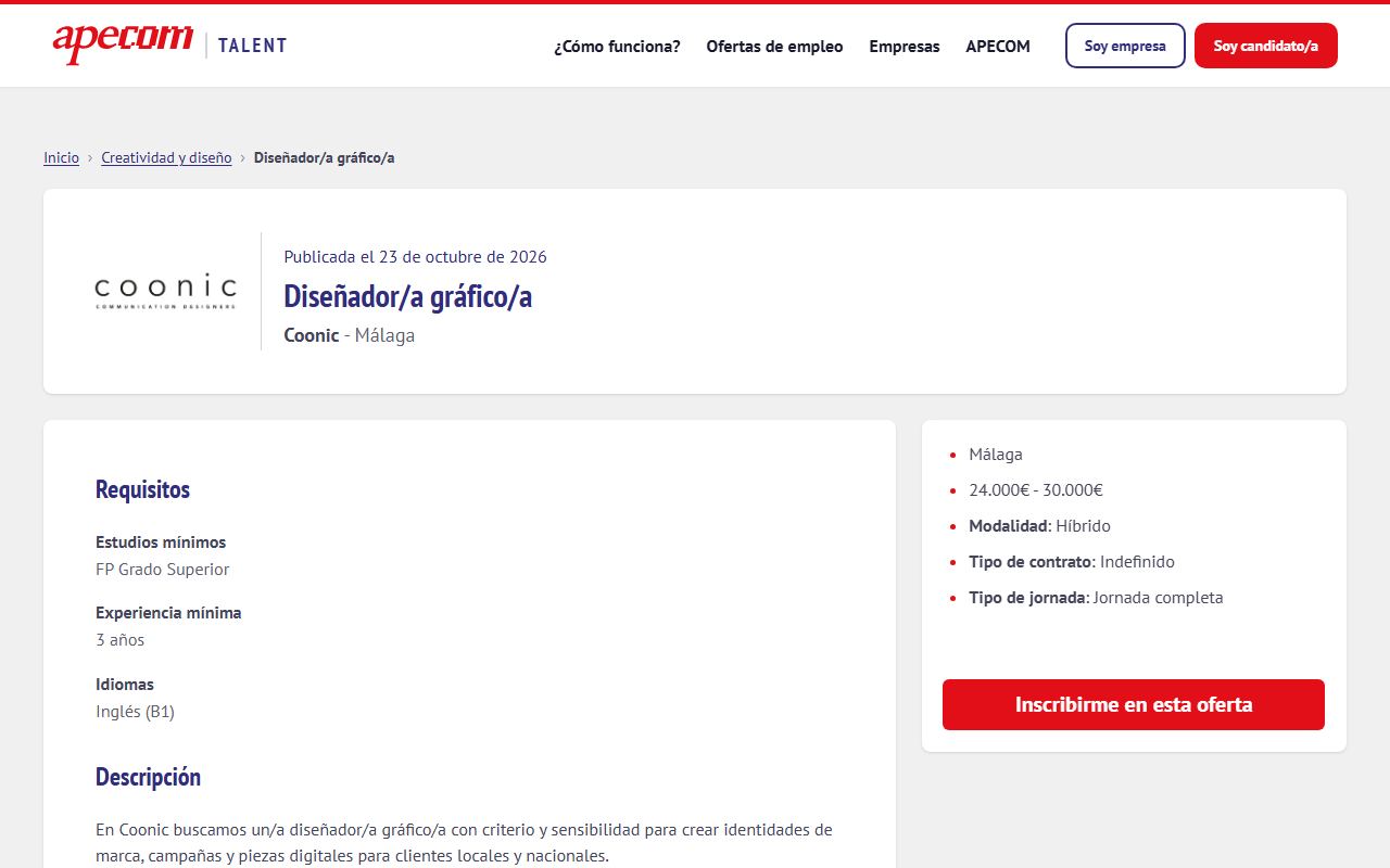 Ficha de una oferta