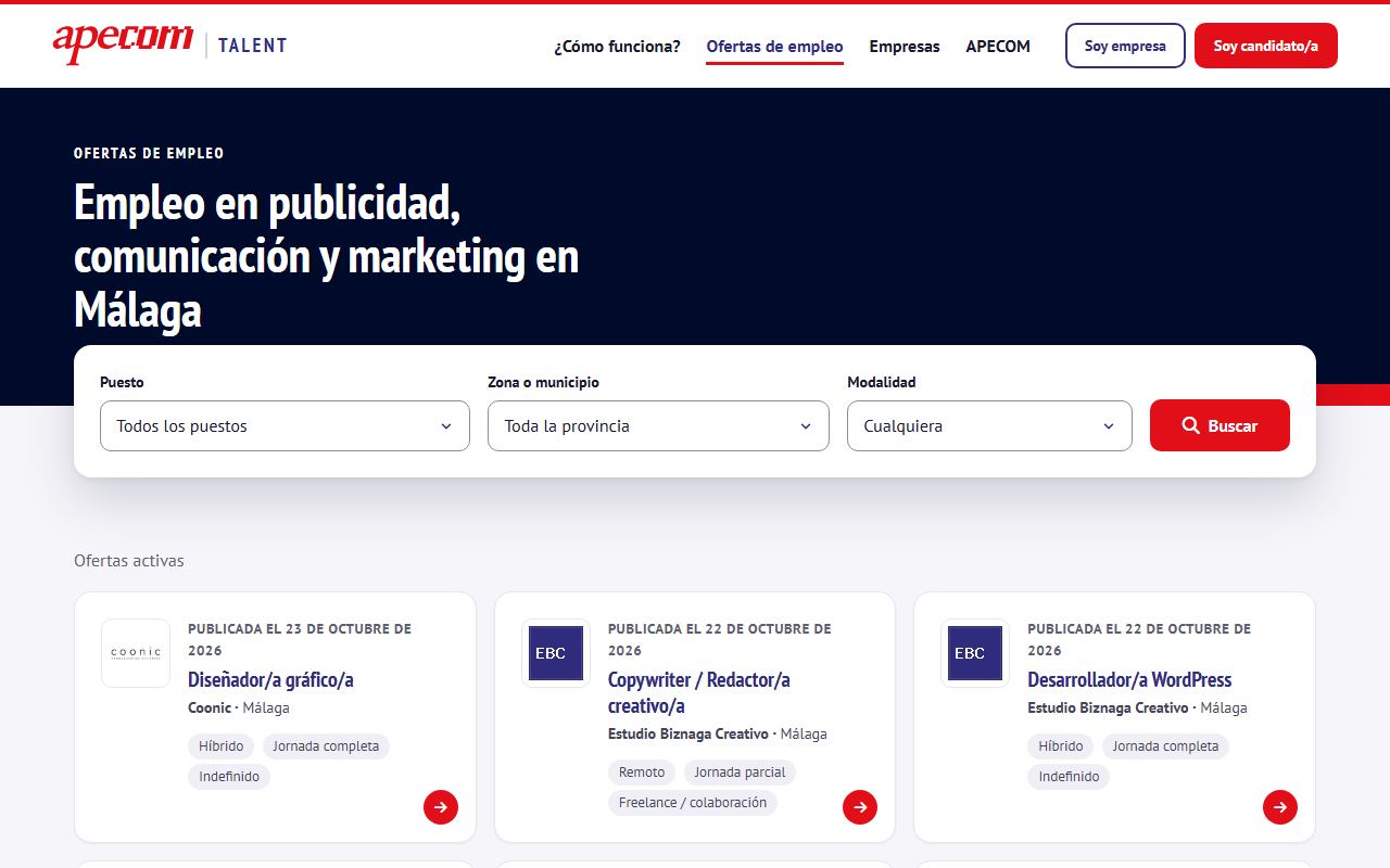 Listado de ofertas de empleo